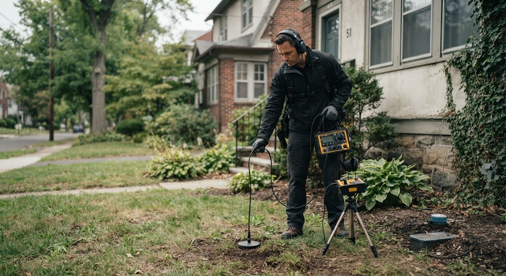 Underground water line leak detection in Belleville NJ using digital acoustic correlator sensors